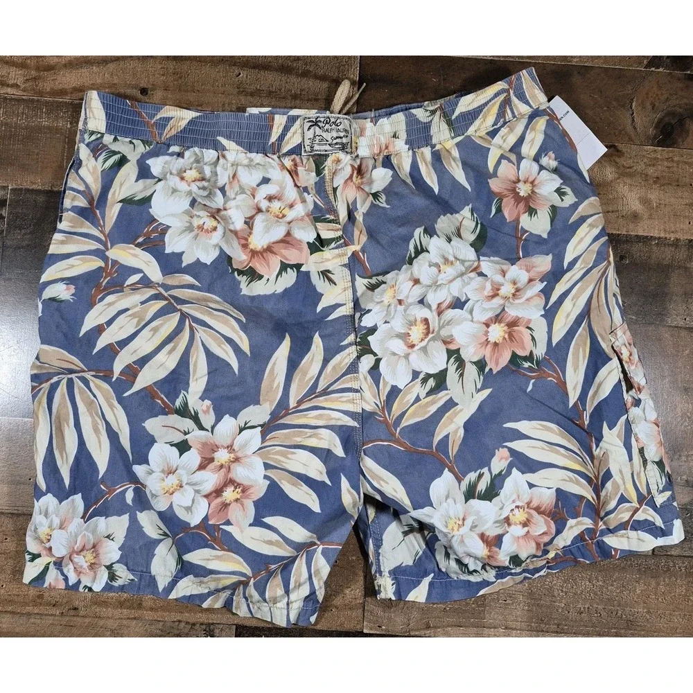 Vintage 90s Polo Ralph Lauren Swim Trunks Shorts Mens XL Floral New